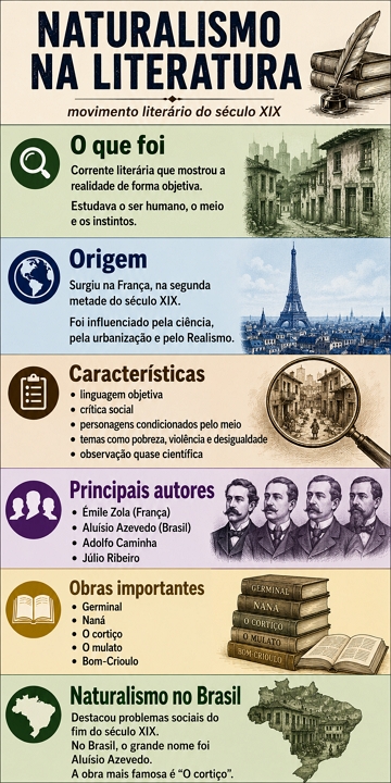 Infogr&aacute;fico sobre o Naturalismo na Literatura