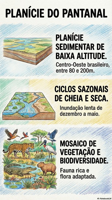 Infogr&aacute;fico com as principais caracter&iacute;sticas da Plan&iacute;cie do Pantanal