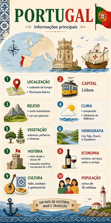 Infogr&aacute;fico sobre Portugal (cultura, geografia, hist&oacute;ria)