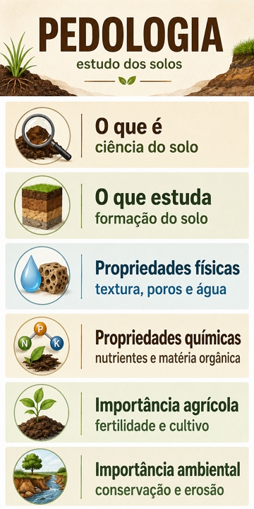 Infogr&aacute;fico resumido sobre a Pedologia