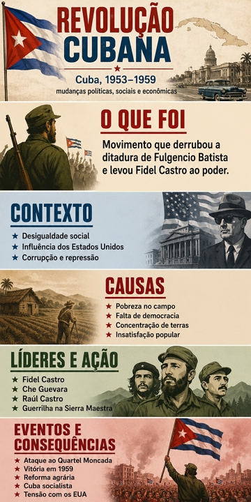 Infogr&aacute;fico sobre a Revolu&ccedil;&atilde;o Cubana