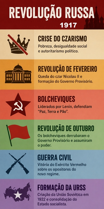 Infogr&aacute;fico sobre a Revolu&ccedil;&atilde;o Russa