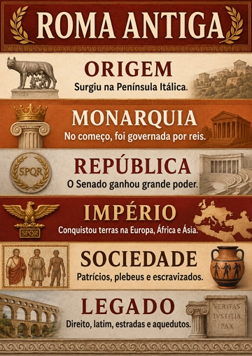 Infogr&aacute;fico resumido sobre Roma Antiga
