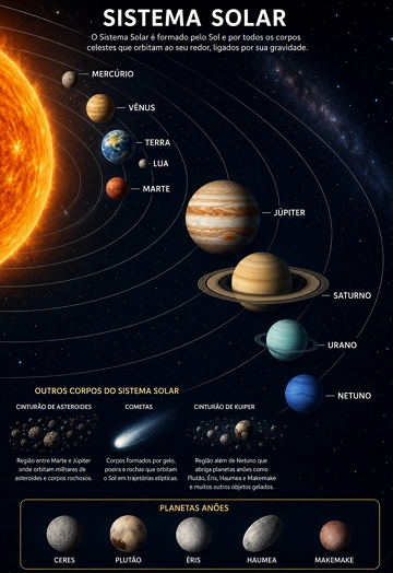 Infogr&aacute;fico do sistema solar