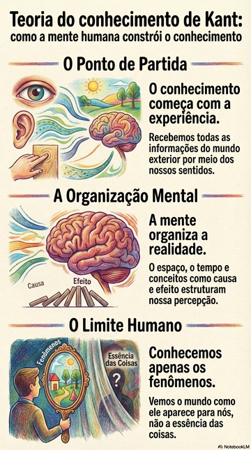 Infogr&aacute;fico did&aacute;tico explicando de forma simple a teoria do conhecimento de Kant