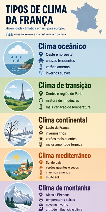 Infogr&aacute;fico sobre os tipos de clima da Fran&ccedil;a