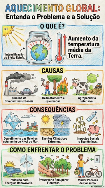 Infogr&aacute;fico com s&iacute;ntese do aquecimento global