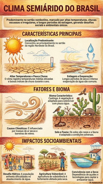 Infogr&aacute;fico com as caracter&iacute;sticas do clima semi&aacute;rido do Brasil