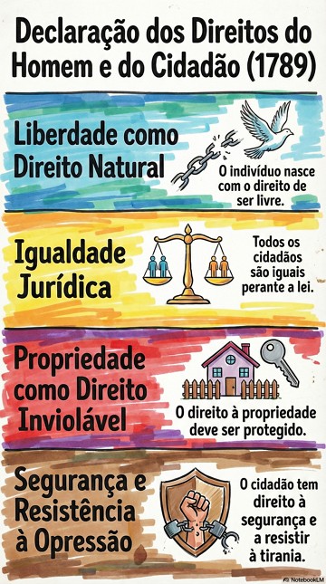 Infogr&aacute;fico dos Direitos individuais assegurados pela Declara&ccedil;&atilde;o dos Direitos do Homem e do Cidad&atilde;o