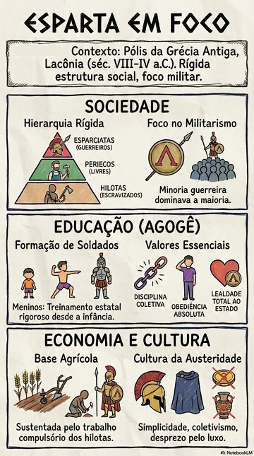 Infogr&aacute;fico com as caracter&iacute;sticas e hist&oacute;ria da Antiga Esparta