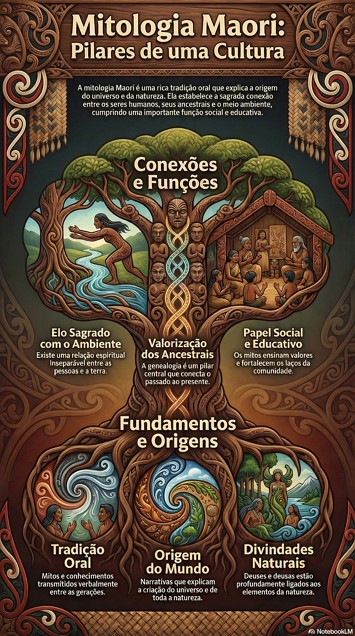 Infogr&aacute;ficos das caracter&iacute;sticas da mitologia maori