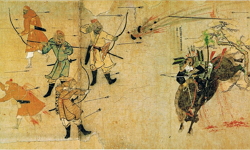 Pintura mostrando a invas&atilde;o mongol no Jap&atilde;o