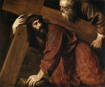 Pintura mostrando Cristo a caminho do calv&aacute;rio
