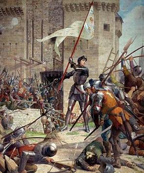 Pintura mostrando Joana D'Arc na Batalha de Orle&atilde;es.