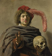 Homem jovem segurando um cr&acirc;nio, obra de Frans Hals