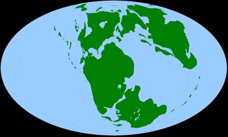 Mapa mostrando como eram os continentes da Terra durante o Per&iacute;odo Jur&aacute;ssico