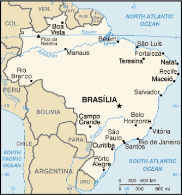 Mapa do Brasil destacando as capitais