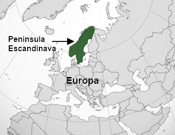 Localiza&ccedil;&atilde;o geogr&aacute;fica da Pens&iacute;nsula Escandinava