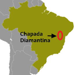 Mapa do Brasil com a localização da Chapada Diamantina