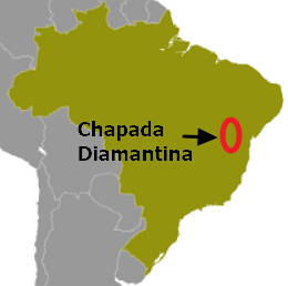 Mapa do Brasil com a localiza&ccedil;&atilde;o da Chapada Diamantina