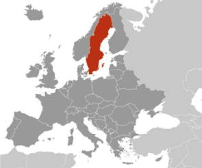 Mapa da Europa mostrando a localiza&ccedil;&atilde;o da Su&eacute;cia