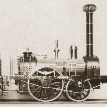 Locomotiva a vapor da &eacute;poca da Revolu&ccedil;&atilde;o Industrial