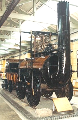 Foto de uma locomotiva a vapor de locomotiva da &eacute;poca da Revolu&ccedil;&atilde;o Industrial na Inglaterra