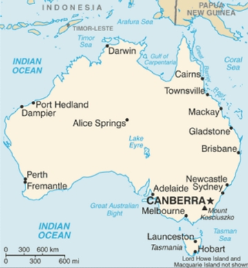mapa da austr&aacute;lia