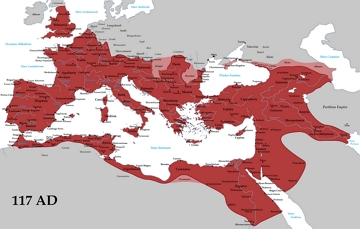 Mapa do Imp&eacute;rio Romano no auge de suas conquistas