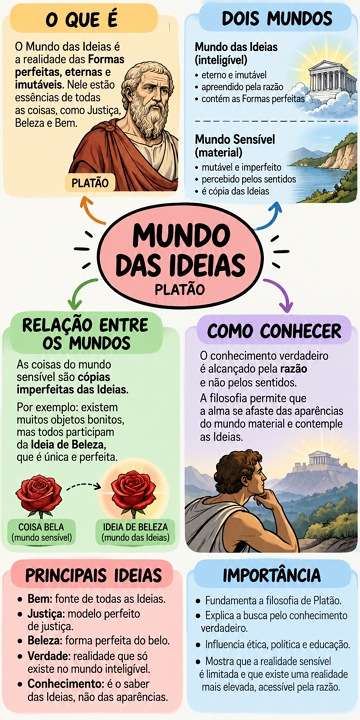 Mapa mental explicando de forma resumida o Mundo das Ideias de Platão Mapa mental explicando de forma resumida o Mundo das Ideias de Platão