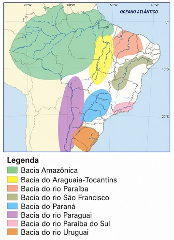 Mapa das principais Bacias Hidrogr&aacute;ficas do Brasil (fonte: Minist&eacute;rio dos Transportes - Governo Federal)