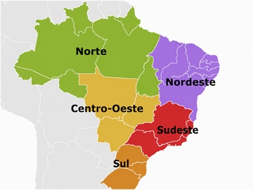 Mapa das regi&otilde;es do Brasil