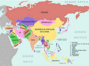 Mapa do continente asiático