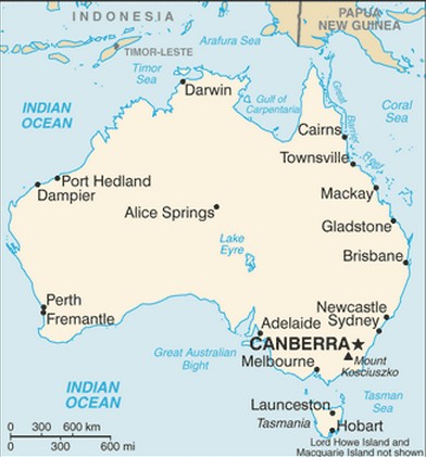 mapa da austrália