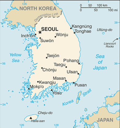 Mapa da Coreia do Sul