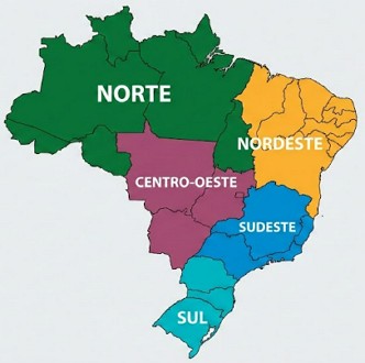 Mapa das regi&otilde;es do Brasil