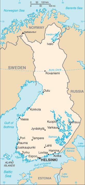 Mapa da Finlândia