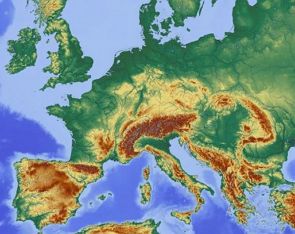 Mapa F&iacute;sico da Europa