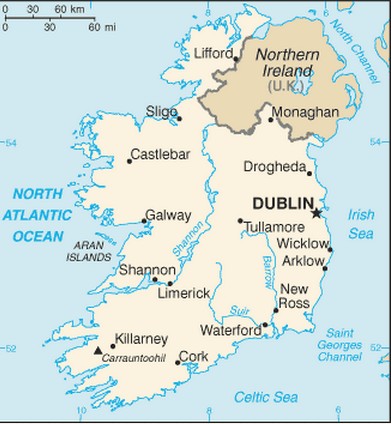 mapa da Irlanda