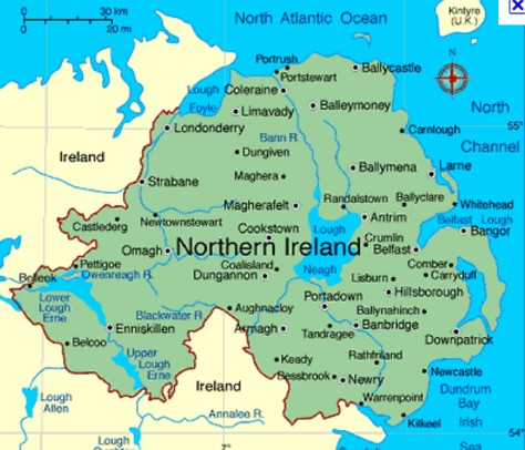 mapa da irlanda do norte