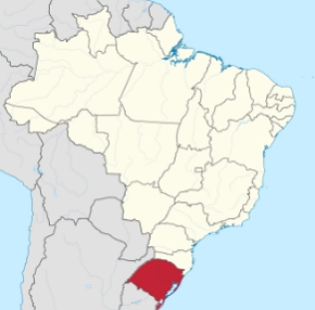 Mapa do Brasil mostrando a localiza&ccedil;&atilde;o do Estado do Rio Grande do Sul
