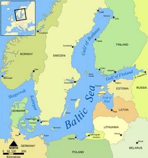 Mapa da localiza&ccedil;&atilde;o do Mar B&aacute;ltico