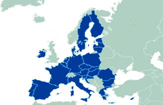 Mapa mostrando os pa&iacute;ses que fazem parte da Uni&atilde;o Europeia