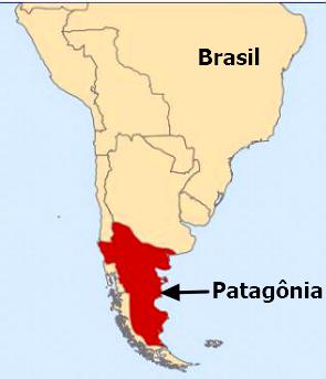 Mapa mostrando a região da Patagônia na América do Sul