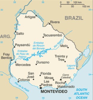 Mapa do Uruguai