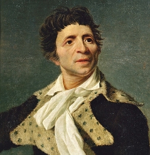 Retrato pintado de Marat, homem branco de cabelo curto