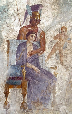 Afresco mostrando as figuras de Marte e V&ecirc;nus
