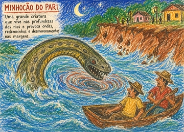 Ilustra&ccedil;&atilde;o sobre a lenda do Minhoc&atilde;o do Pari