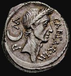 Moeda romana com a face de Júlio César