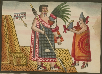 Pintura mostrando a coroa&ccedil;&atilde;o do rei asteca Montezuma I